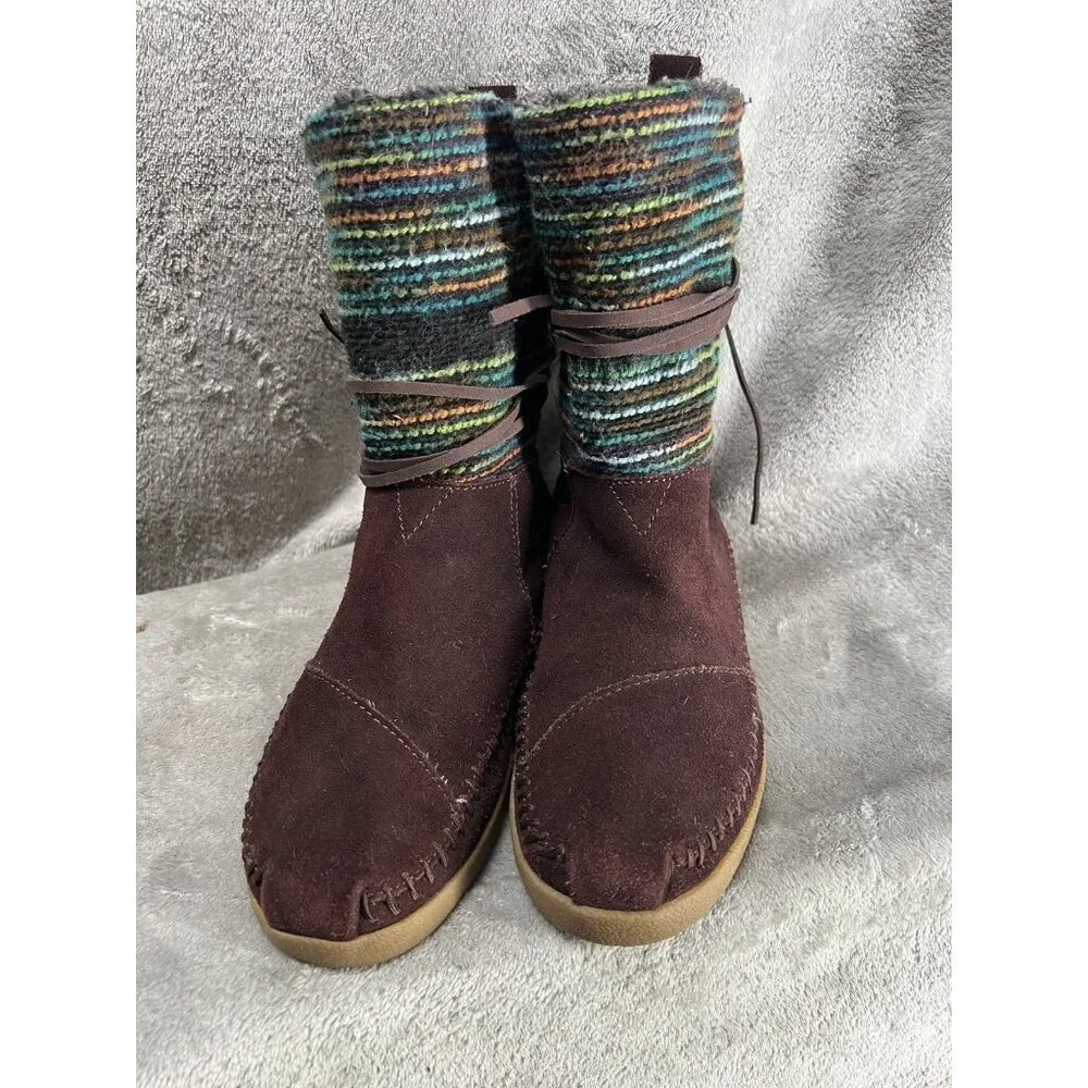 Tom's Nepal Women's 6.5 Suede Black Suede Winter Boots Faux Fur Lined - Picture 2 of 7